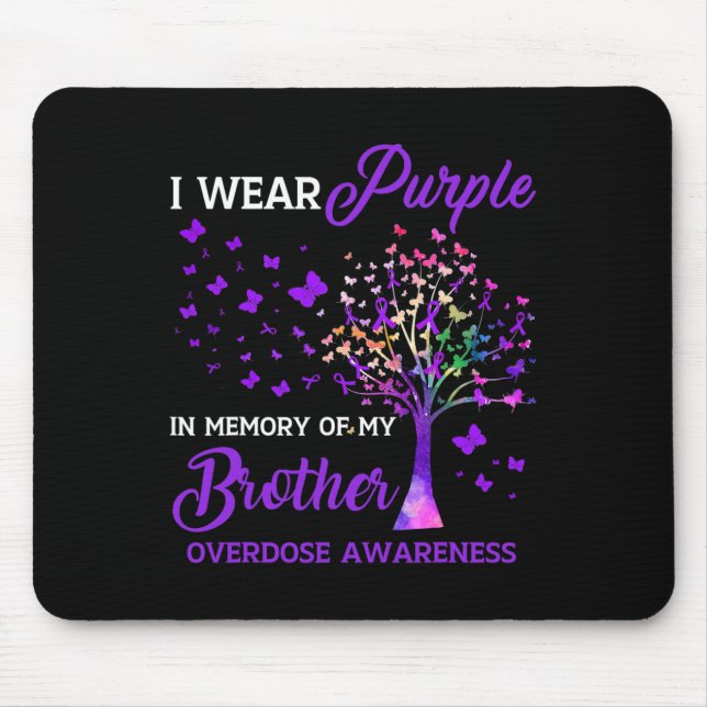 Tree I Wear Purple Memory Of Brother Overdose Awar Mouse Mat (Front)