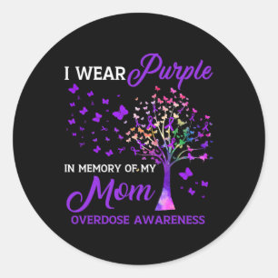 Tree I Wear Purple Memory Of Mum Overdose Awarenes Classic Round Sticker