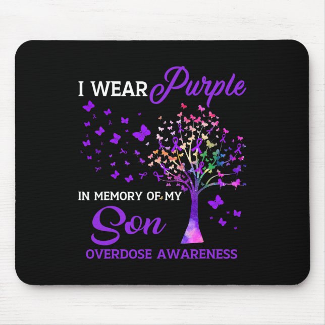 Tree I Wear Purple Memory Of Son Overdose Awarenes Mouse Mat (Front)
