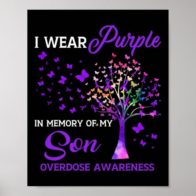 Tree I Wear Purple Memory Of Son Overdose Awarenes Poster (Front)