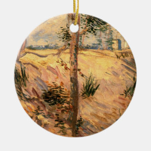 Tree in a Field on a Sunny Day by Vincent van Gogh Ceramic Tree Decoration