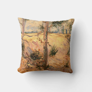 Tree in a Field on a Sunny Day by Vincent van Gogh Cushion
