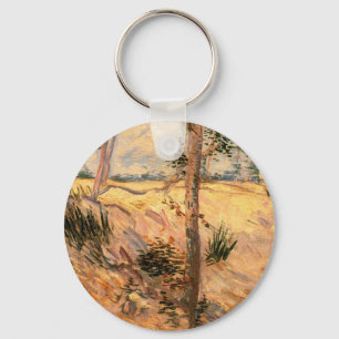 Tree in a Field on a Sunny Day by Vincent van Gogh Key Ring