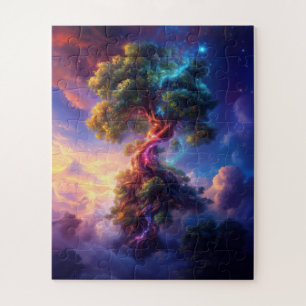 Tree in a psychedelic dreamscape 2 jigsaw puzzle