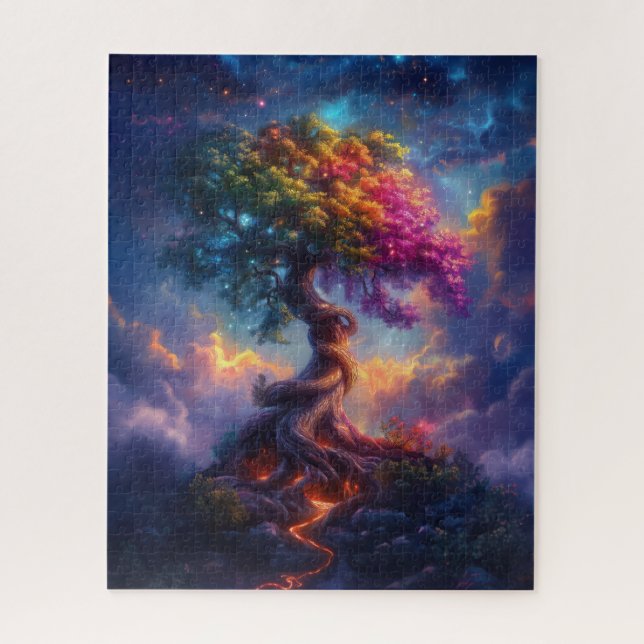 Tree in a psychedelic dreamscape jigsaw puzzle (Vertical)