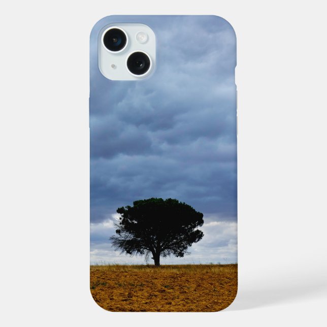 Tree in an empty field iPhone case (Back)