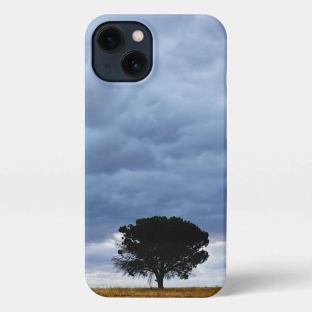 Tree in an empty field iPhone case (Back)