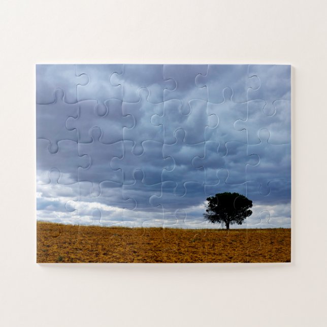 Tree in an empty field jigsaw puzzle (Horizontal)