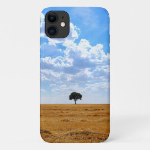 Tree in an harvested wheat field  iPhone 11 case