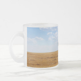 Tree in an harvested wheat field frosted glass coffee mug