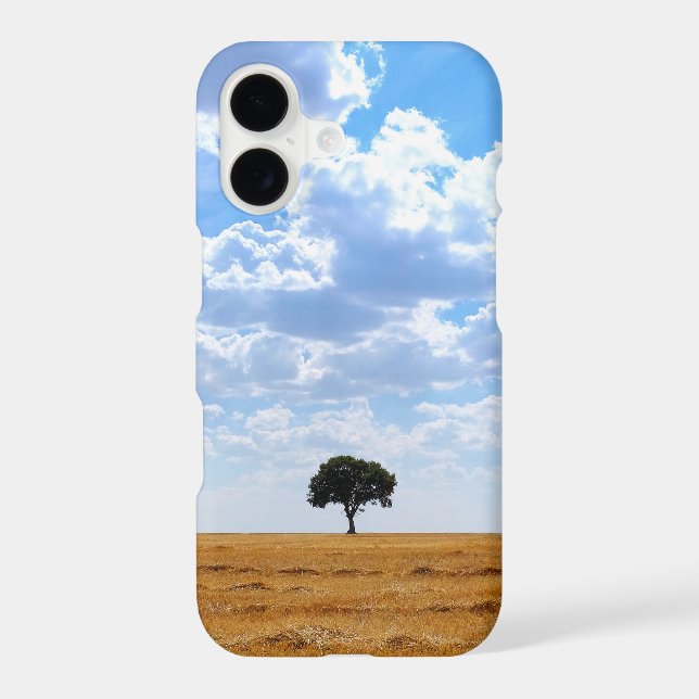 Tree in an harvested wheat field  iPhone case (Back)