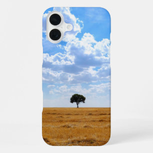 Tree in an harvested wheat field  iPhone 16 plus case