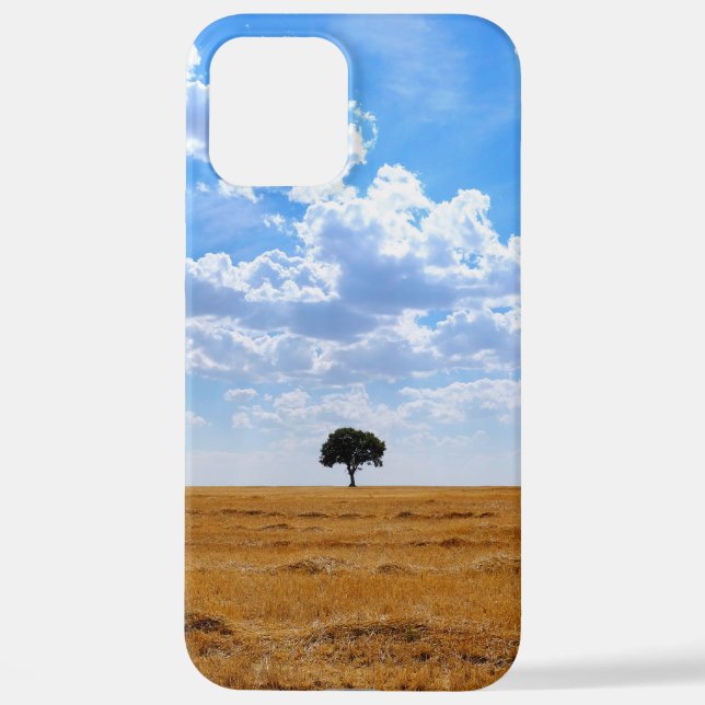 Tree in an harvested wheat field  iPhone case (Back)