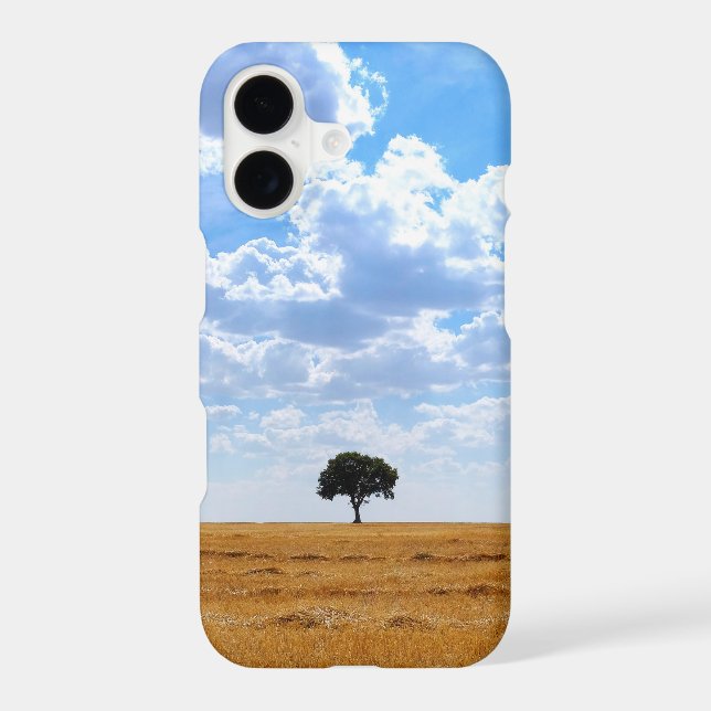 Tree in an harvested wheat field  iPhone case (Back)