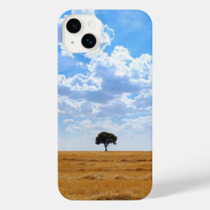 Tree in an harvested wheat field  iPhone 14 plus case