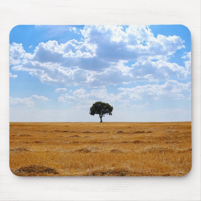 Tree in an harvested wheat field  mouse mat (Front)