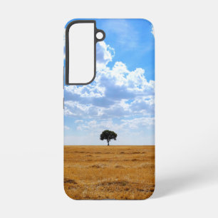 Tree in an harvested wheat field samsung galaxy case