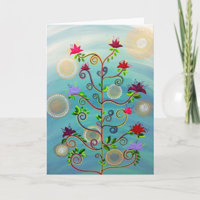 "Tree in Bloom" note card by CatherineHayesArt (Front)