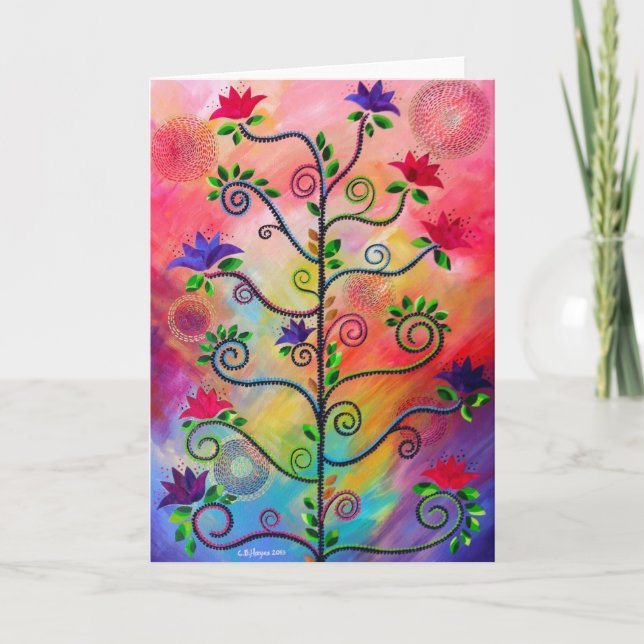 "Tree in Bloom Two" note card by CatherineHayesArt (Front)