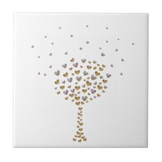 Tree in blossom, white with wood and pearl hearts