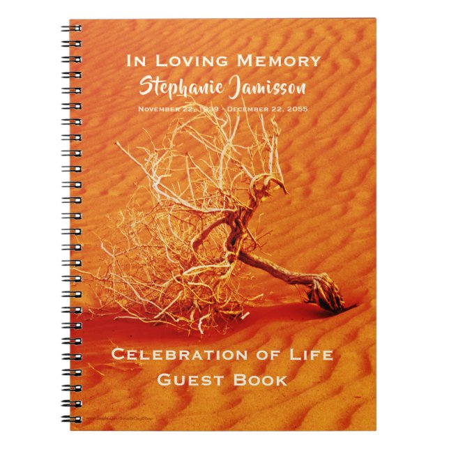 Tree in Desert Sand Celebration of Life Guest Book (Front)