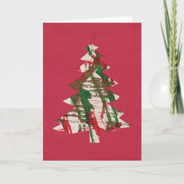 Tree in Fingerpaint Holiday Card (Front)