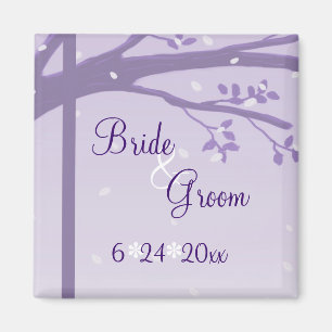 Tree in Silhouette Purple Save the Date Magnet