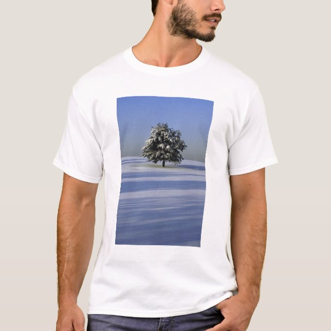 Tree in snow covered landscape T-Shirt (Front)