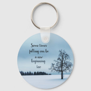 Tree in the snow white keychain