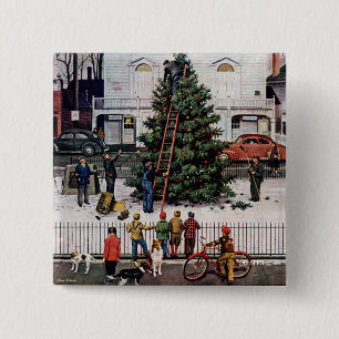 Tree in Town Square 15 Cm Square Badge
