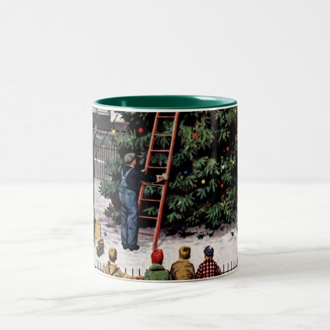 Tree in Town Square Two-Tone Coffee Mug (Center)