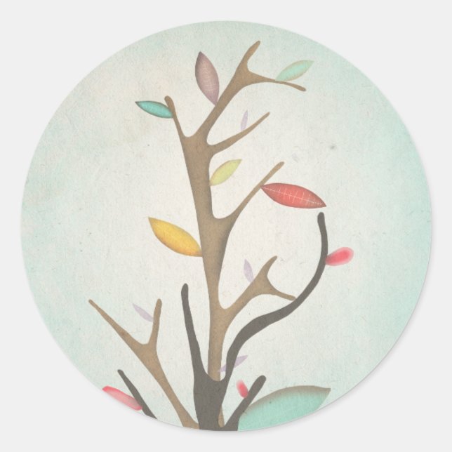 Tree Japan Branches Delicate Classic Round Sticker (Front)