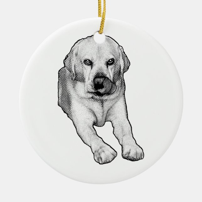 Tree keepsake: Labrador cheer Ceramic Tree Decoration (Front)