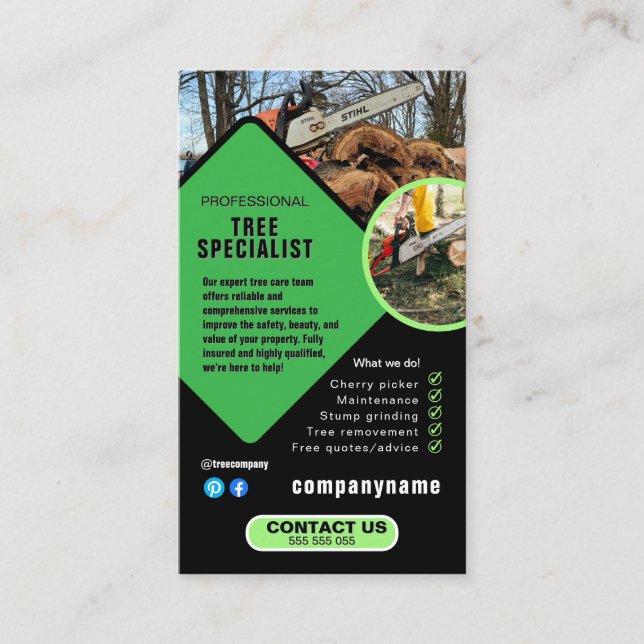 TREE landscape gardener Business Card (Front)