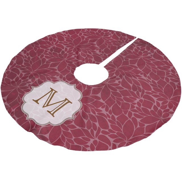 Tree Leaf Floral Folia Monogram Initial Tree Skirt (Angled)