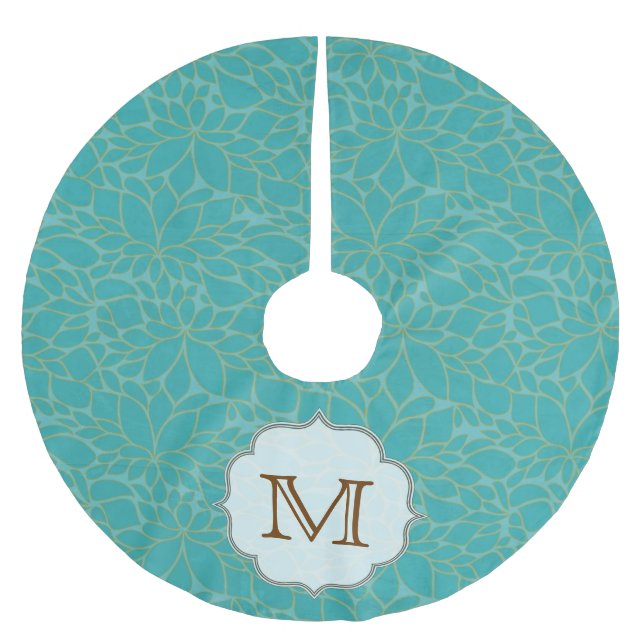 Tree Leaf Floral Folia Monogram Initial Tree Skirt (Front)