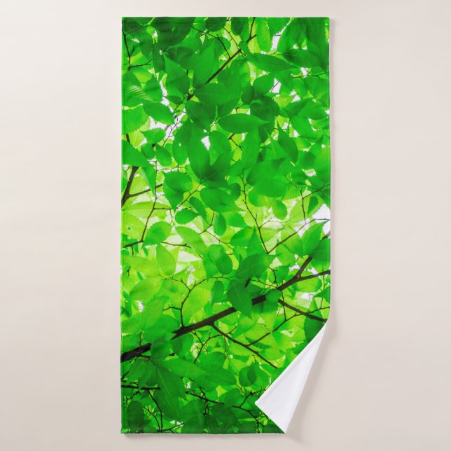 Tree leaf twig texture pattern bath towel (Bath Towel)