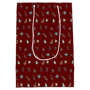 tree leaves botanic elegant simple Blue watercolor Medium Gift Bag