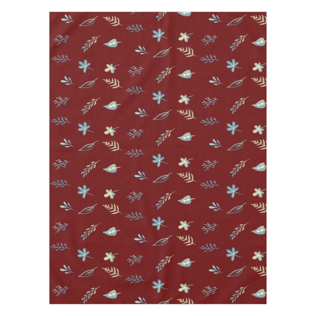 tree leaves botanic elegant simple Blue watercolor Tablecloth (Front)