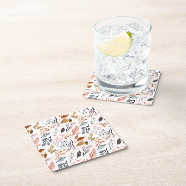 tree leaves square paper coaster (Insitu)