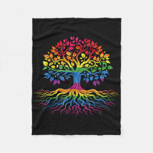 Tree Life Rainbow Lgbt Cool Gay Pride Flag Ally Fleece Blanket