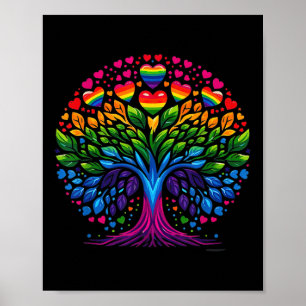 Tree Life Rainbow Lgbt Cool Gay Pride Flag Ally Poster