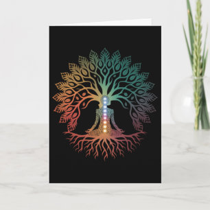 Tree Life Woman Yoga Chakra Spiritual Card
