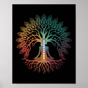 Tree Life Woman Yoga Chakra Spiritual Poster