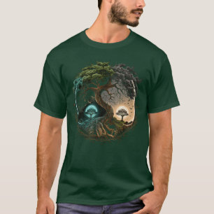 Tree Life Yin Yang Moon Sun Day and Night Bonsai J T-Shirt
