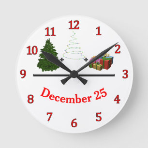 Tree + Lights + Gifts = December 25 Round Clock
