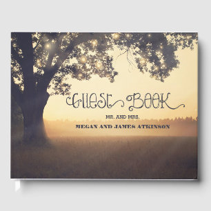 Tree Lights Rustic Outdoor Wedding Guest Book