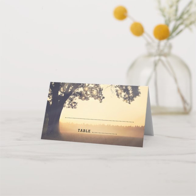 Tree Lights Summer Evening Dream Wedding Place Card (Front)