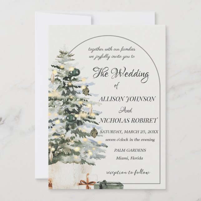 tree lights winter christmas wedding Invitation. Invitation (Front)