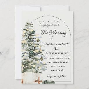 tree lights winter christmas wedding Invitation. Invitation